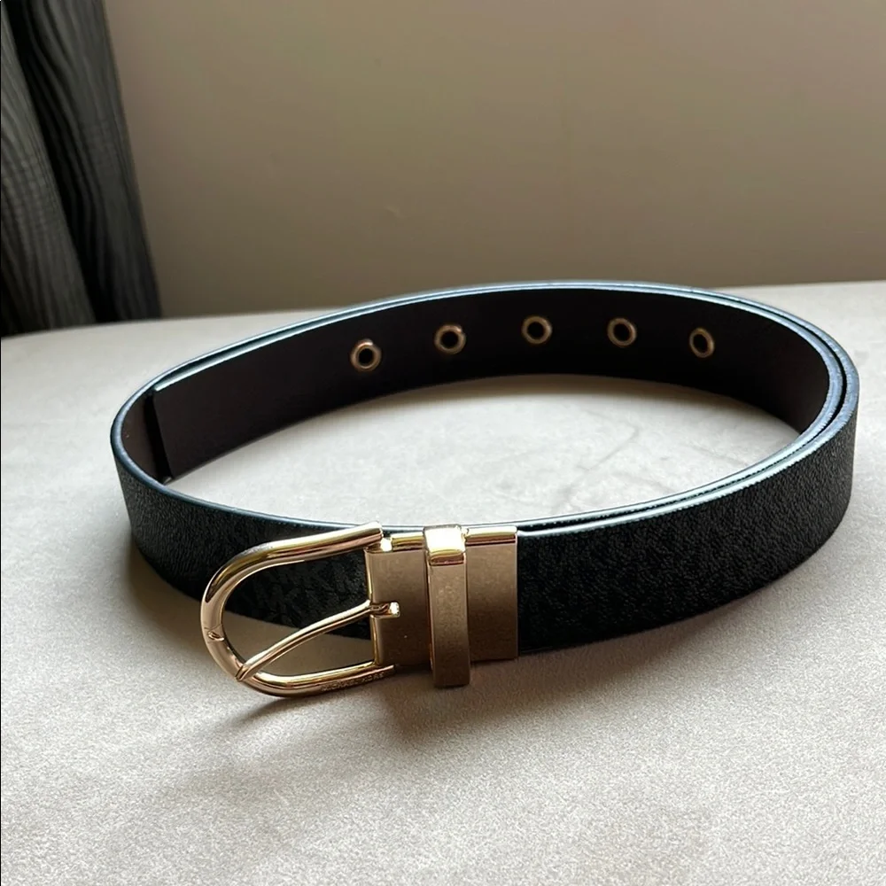 Michael Kors Black and Gold Belt